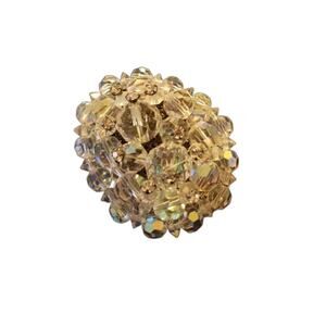 Vintage Aurora Borealis Cluster Brooch with Austrian Crystals, 2" Long